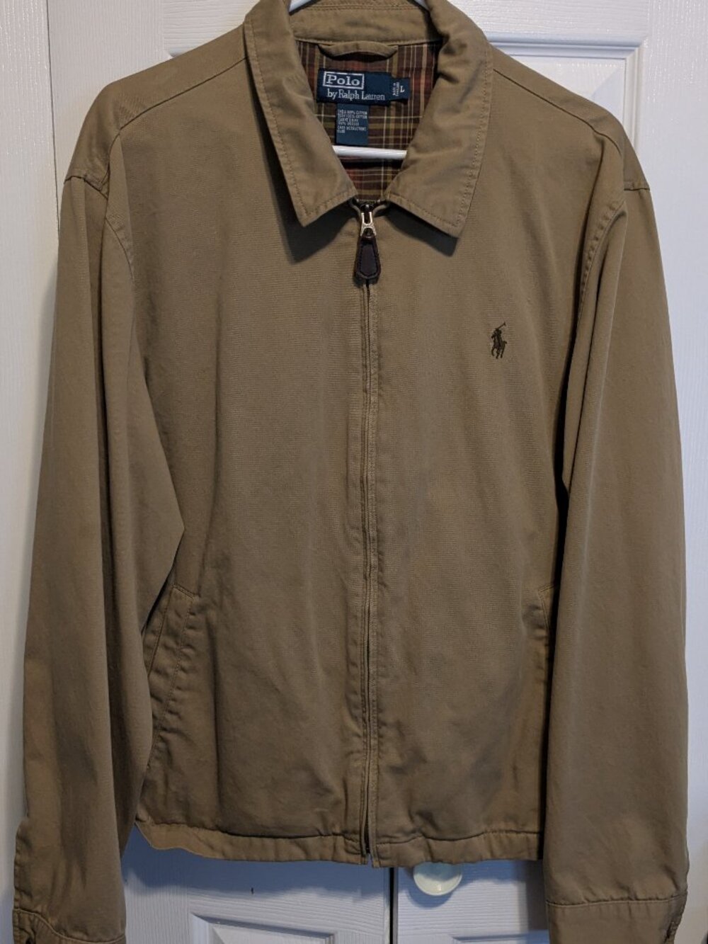 Vtg. 90's Men's RALPH LAUREN BI-Swing Cotton Beige Plaid Interior Jacket